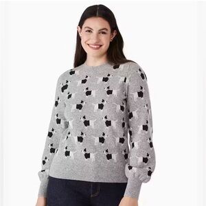 Kate Spade Womens Gray Claude Daschund Wool Yak Blend Sweater size‎ large